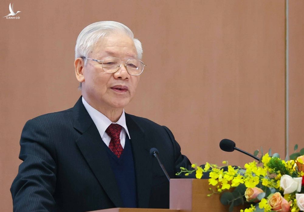 Tổng bí thư, Chủ tịch nước Nguyễn Phú Trọng phát biểu tại hội nghị Chính phủ với các địa phương, sáng 28/12. Ảnh: TTX