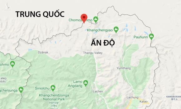 Vị trí khu vực Naku La (đánh dấu đỏ) tthuộc bang Sikkim, Ấn Độ. Đồ họa: Google.