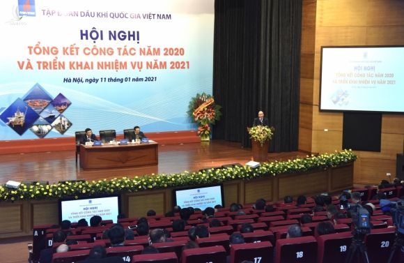 Thủ tướng Nguyễn Xuân Phúc dự Hội nghị Tổng kết công tác năm 2020 và triển khai nhiệm vụ năm 2021 của Tập đoàn Dầu khí Quốc gia Việt Nam.