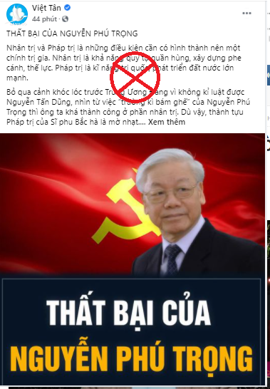 Việt Tân xuyên tạc "Thất bại của Nguyễn Phú Trọng"