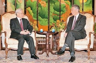 Tổng Bí thư Nguyễn Phú Trọng và Thủ tướng Singapore Lý Hiển Long