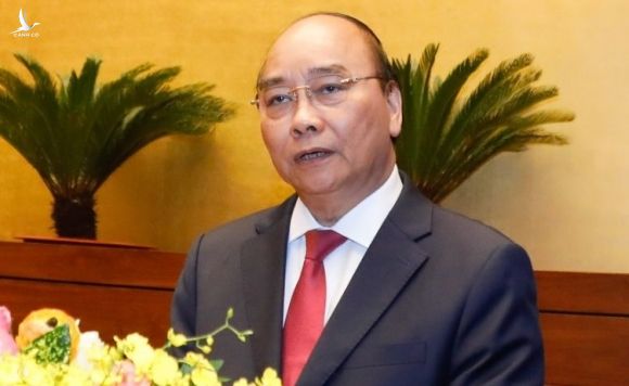 Thủ tướng Nguyễn Xuân Phúc tại hội nghị trực tuyến toàn quốc quán triệt nghị quyết Đại hội XIII. Ảnh: VGP