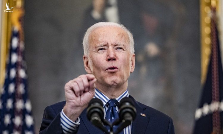 Tổng thống Mỹ Joe Biden phát biểu tại Nhà Trắng sau khi Thượng viện thông qua dự luật hôm 6/3. Ảnh: AFP.