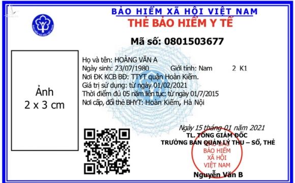 Mẫu thẻ bảo hiểm y tế mới được đưa vào sử dụng từ ngày 1/4. Ảnh: Bảo hiểm Xã Hội Việt Nam.