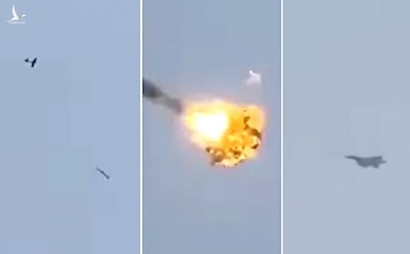 Tiêm kích F-15 phóng tên lửa tấn công: UAV bị bắn tan xác, nổ tung trên trời