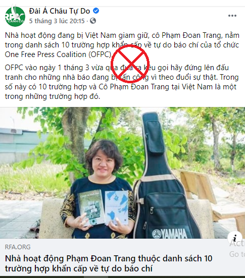 Trò rêu rao của RFA ngụy biện cho Phạm Đoạn Trang.