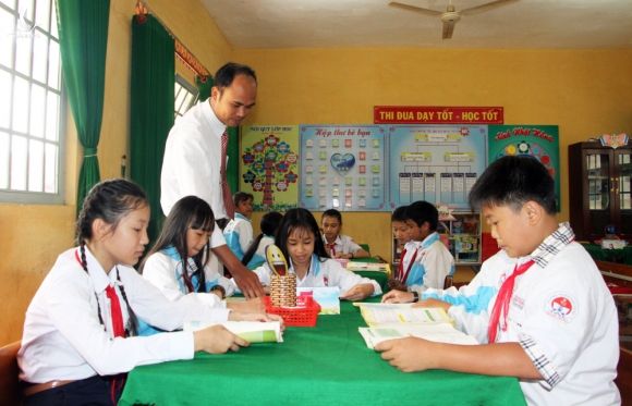 Một lớp học được tổ chức theo mô hình trường học mới tại huyện Bảo Lâm, Lâm Đồng, tháng 3/2018. Ảnh: Mạnh Tùng.