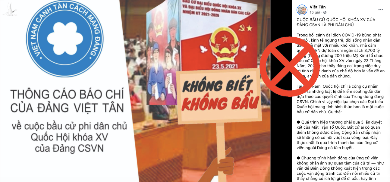 Luận điệu chống phá cuộc bầu cử của Việt Tân.