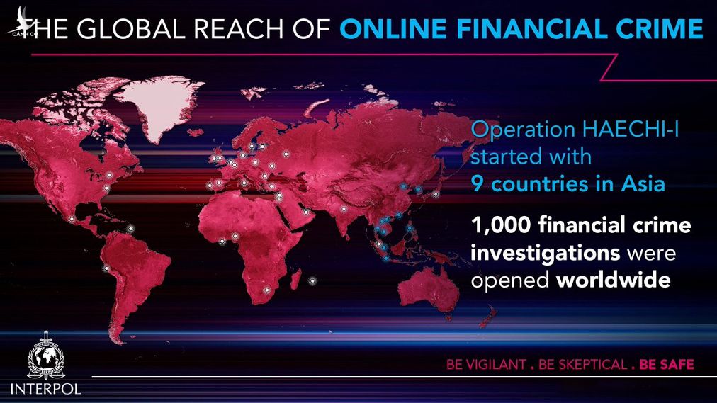 Hoạt động HAECHI-I của Interpol khu vực Châu Á – Thái Bình Dương kéo dài 6 tháng, nhắm mục tiêu vào 5 loại tội phạm tài chính trực tuyến phổ biến.