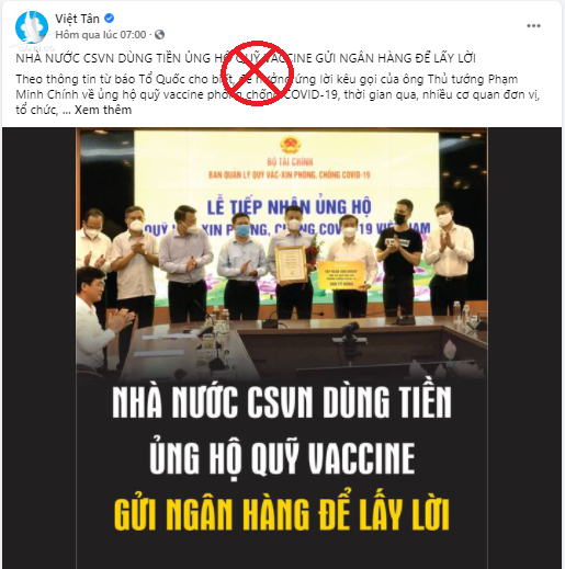 Luận điệu xuyên tạc Quỹ vaccine phòng, chống COVID-19 của Việt Tân.