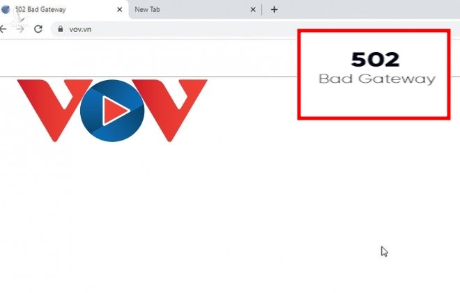 Thời điểm diễn ra tấn công mạng, độc giả không thể truy cập vào trang web của báo VOV. Ảnh: VOV.