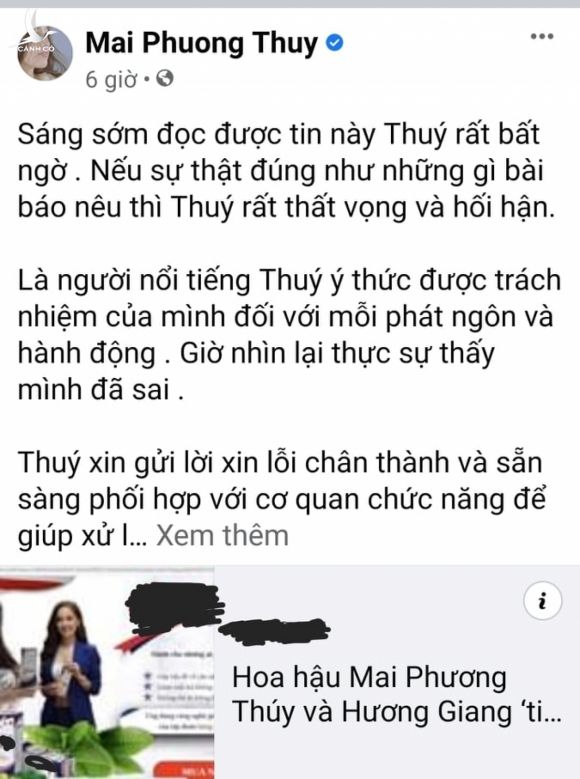 Hoa hậu Mai Phương Thúy lên tiếng xin lỗi vì quảng cáo sai sự thật.