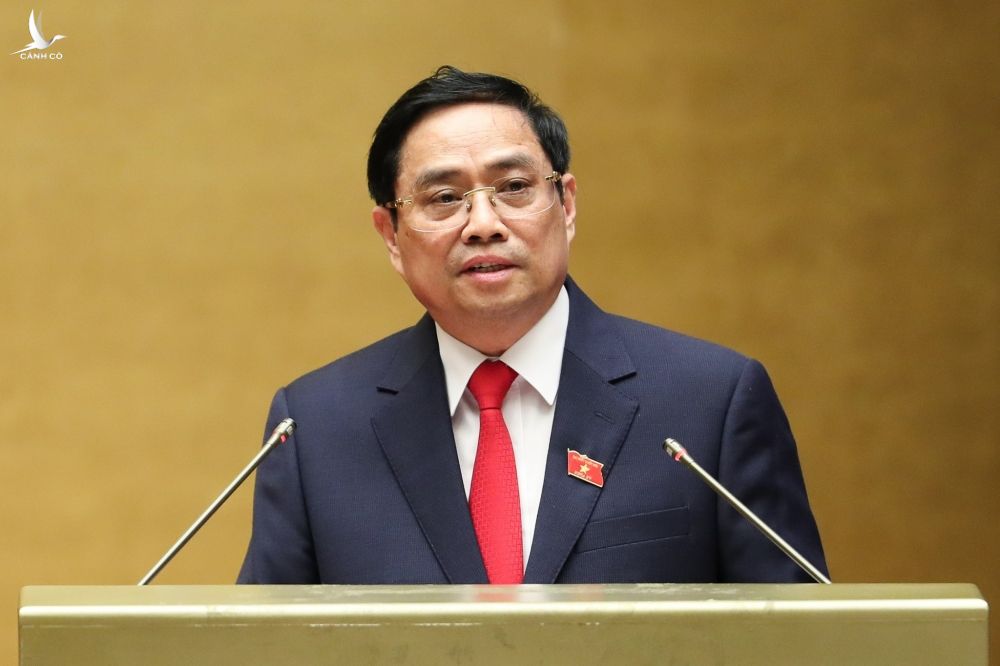 Thủ tướng Phạm Minh Chính trình bày tờ trình về cơ cấu số lượng thành viên Chính phủ nhiệm kỳ 2021 - 2026 /// Ảnh Gia Hân