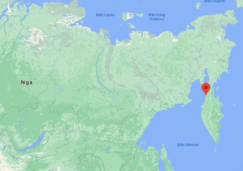 Khu vực chiếc máy bay gặp nạn ở vùng Viễn Đông, Nga (chấm đỏ). Đồ họa: Google Maps.