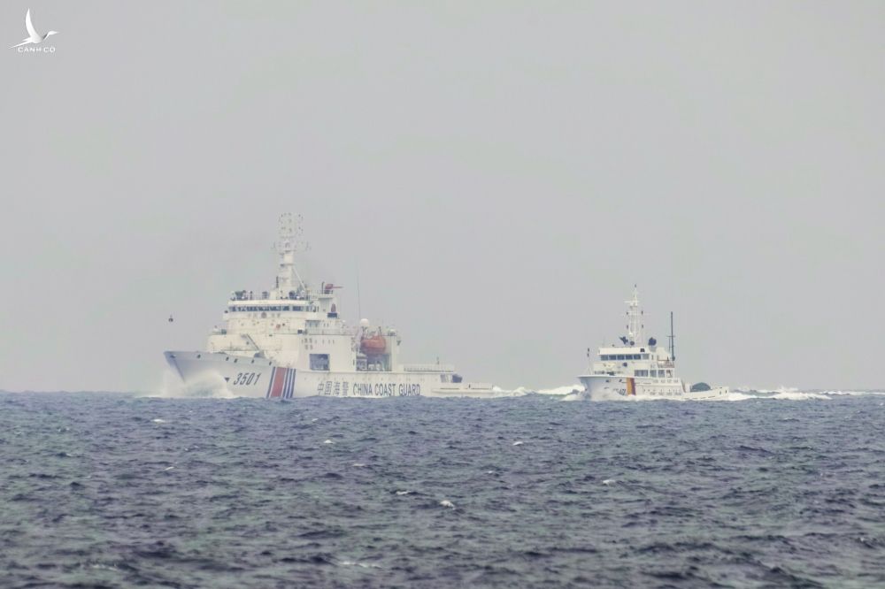 Trung Quốc thường xuyên điều động lực lượng chấp pháp, như tàu hải cảnh, xâm phạm khu vực thuộc chủ quyền của Việt Nam trên Biển Đông /// Ảnh: Ngư dân cung cấp