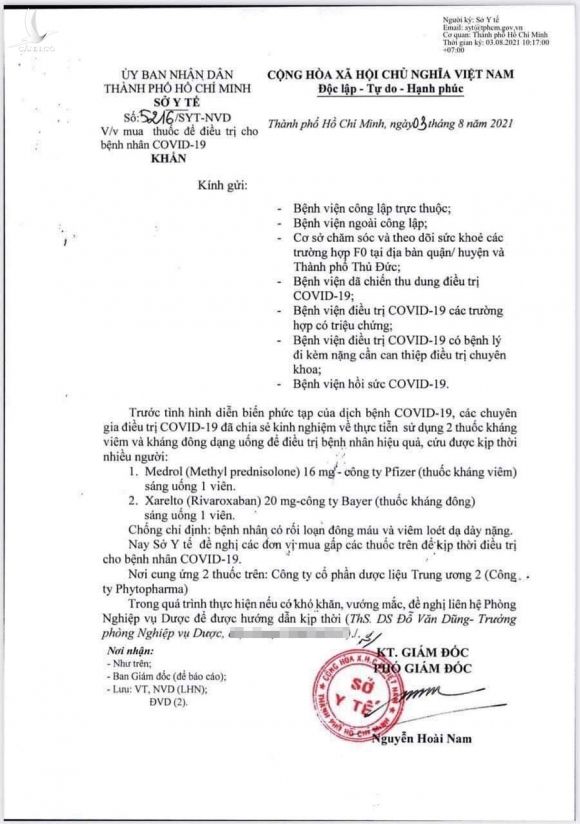 Sở Y tế TP.HCM thu hồi văn bản chỉ định mua 2 loại thuốc điều trị Covid-19 - ảnh 1