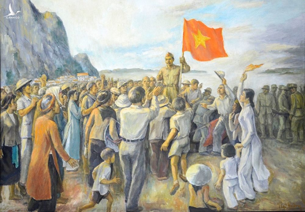 Giành chính quyền trong Cách mạng Tháng Tám tại khu mỏ Hòn Gai (tranh tại Bảo tàng Quảng Ninh)