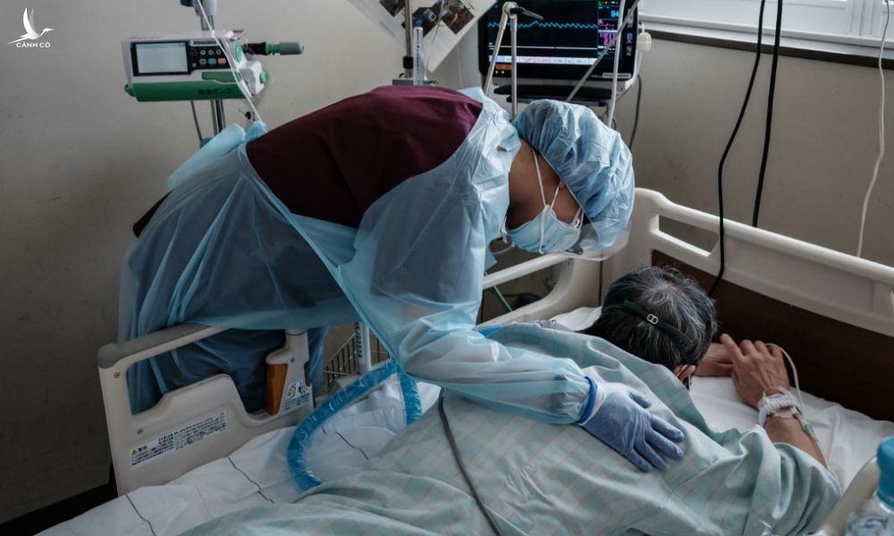 Nhân viên y tế thăm khám bệnh nhân Covid-19 ở bệnh viện tại Sapporo, Nhật Bản, hôm 3/8. Ảnh: AFP.