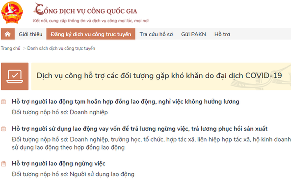 NÓNG: Người lao động có thể làm thủ tục nhận tiền hỗ trợ Covid-19 trên Cổng Dịch vụ công Quốc gia