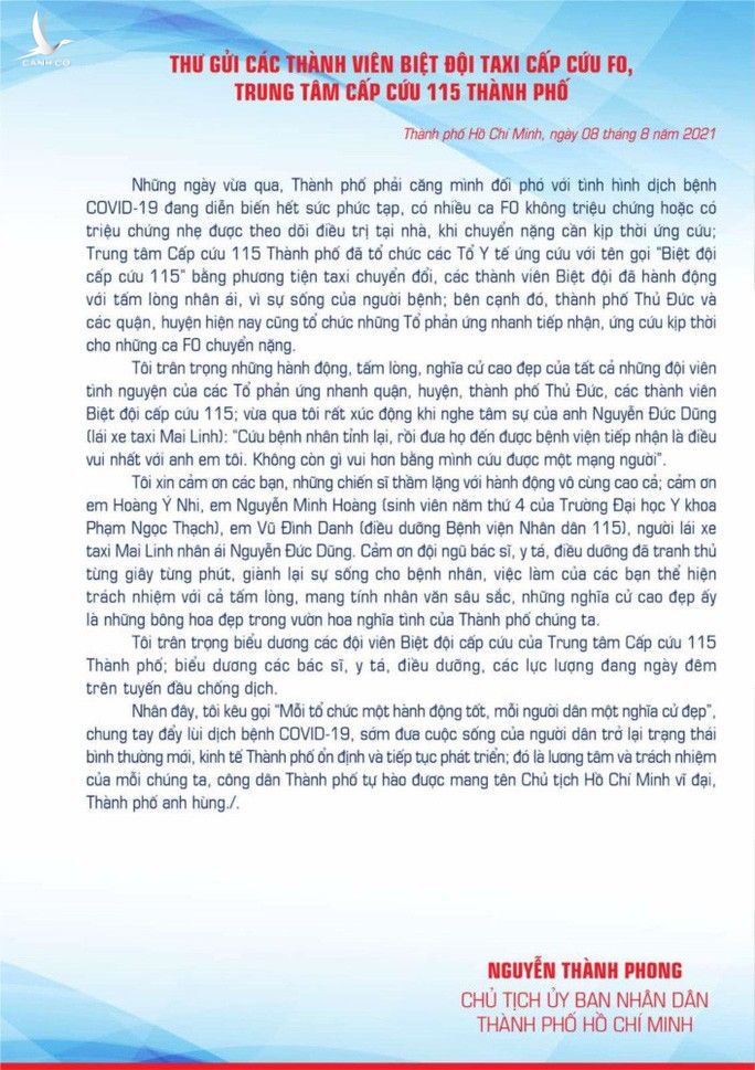 Chủ tịch UBND TP HCM Nguyễn Thành Phong: Tôi rất xúc động khi nghe tâm sự của anh Nguyễn Đức Dũng...! - Ảnh 1.