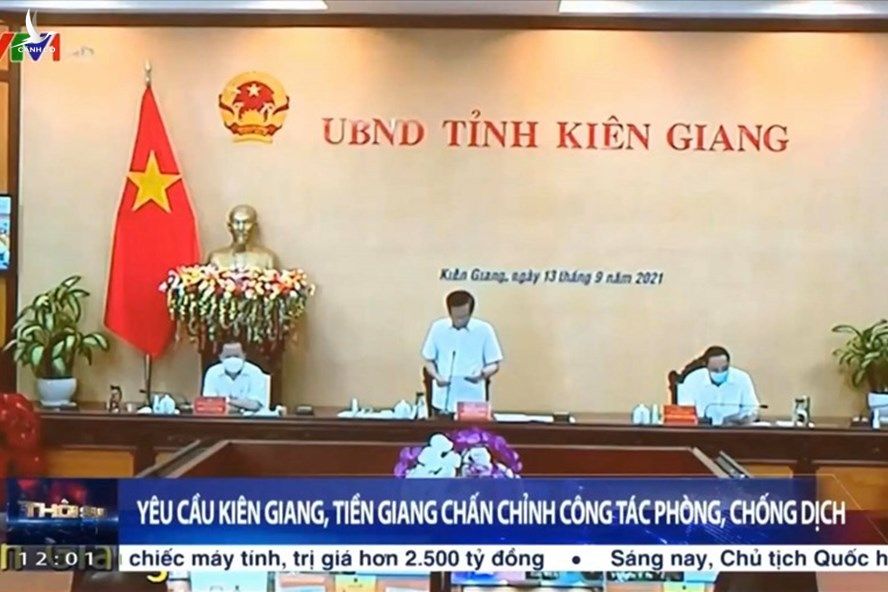 Lãnh đạo tỉnh Kiên Giang không nhớ nội dung để báo cáo Thủ tướng Ảnh: Cắt từ bản tin VTV