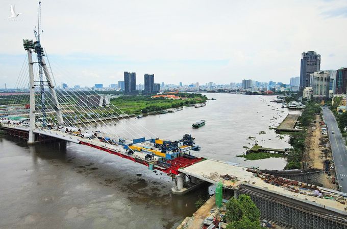Cầu Thủ Thiêm 2 hợp long hồi tháng 9 nối TP Thủ Đức qua quận 1. Ảnh: Gia Minh