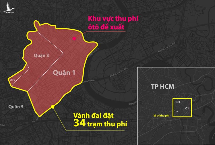 Khu vực thu phí được đề xuất hồi năm 2019. Đồ họa: Hoàng Khánh.