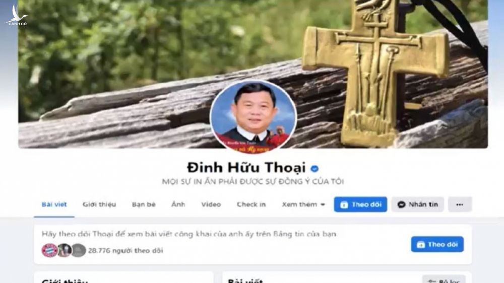 Nick name mạng xã hội của Linh mục Đinh Hữu Thoại -  Linh mục phụ tá giáo xứ Tiên Phước, huyện Tiên Phước, Quảng Nam.