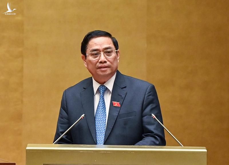 Thủ tướng Phạm Minh Chính phát biểu trước Quốc hội sáng ngày 12/11 - Ảnh: VGP