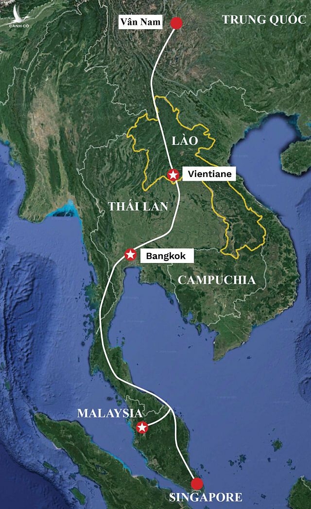 Tham vọng xây tuyến đường sắt từ Vân Nam tới Singapore của Trung Quốc. Đồ họa:SEA Globe.