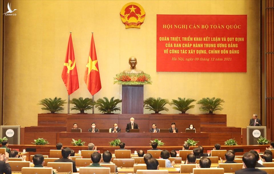 Tổng Bí thư Nguyễn Phú Trọng dự và chủ trì Hội nghị. Ảnh Hải Nguyễn