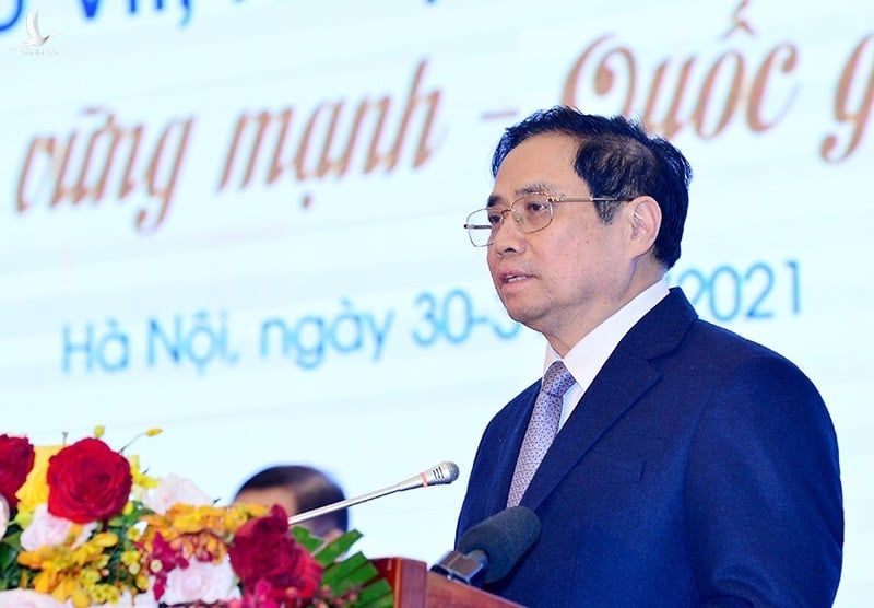 Thủ tướng Phạm Minh Chính phát biểu tại Đại hội đại biểu toàn quốc VCCI lần thứ VII, ngày 31/12. Ảnh: Hồng Minh