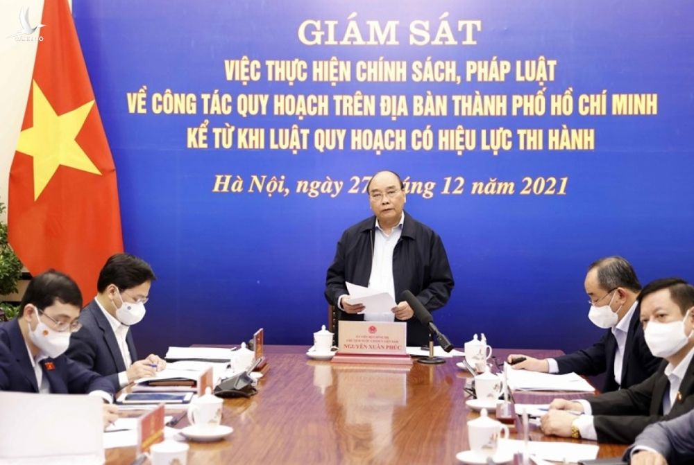 Chủ tịch nước Nguyễn Xuân Phúc dự Hội nghị Đoàn đại biểu Quốc hội Thành phố Hồ Chí Minh giám sát việc thực hiện chính sách, pháp luật về công tác quy hoạch ở thành phố. (Ảnh: TTXVN)