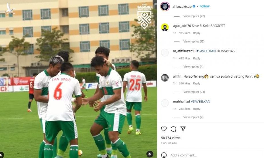 Instagram của AFF Cup bị các CĐV Indonesia tấn công. Ảnh: Instagram/AFFCup.