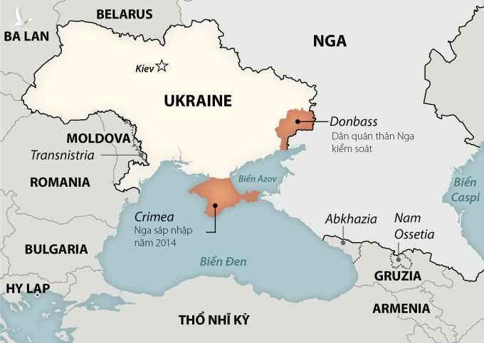 Bán đảo Crimea và khu vực Donbass. Đồ họa: Washington Post.