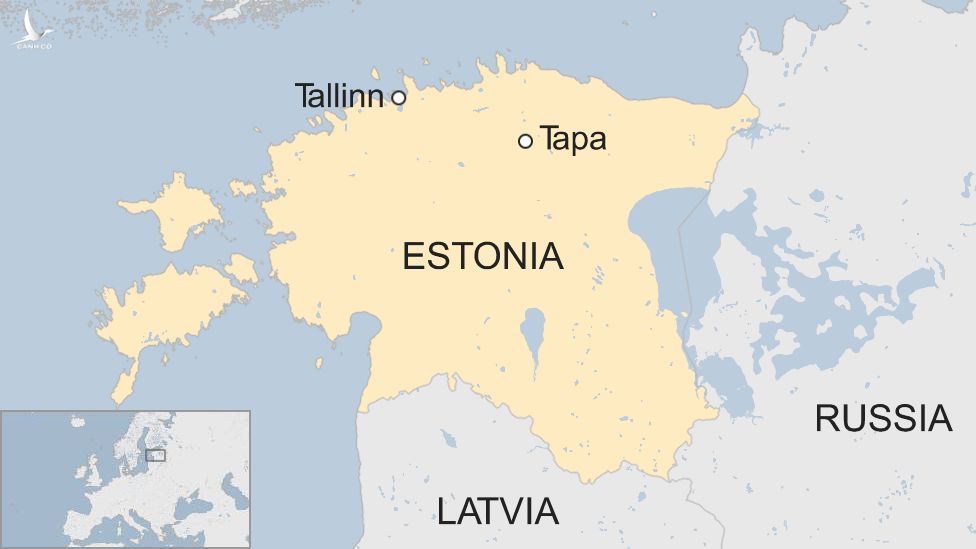 Vị trí căn cứ Tapa của Estonia. Đồ họa: BBC.