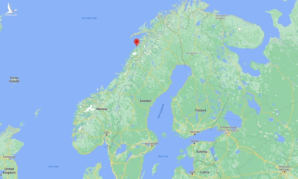 Vị trí thị trấn Bodo, Na Uy (đánh dấu đỏ). Đồ họa: Google.