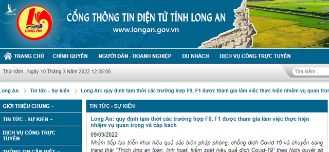 Long An: Cho phép các trường hợp F0, F1 được tham gia làm việc - Ảnh 1.