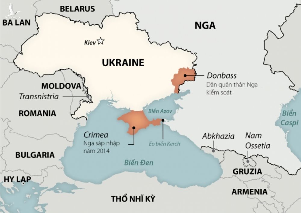 Khu vực dân quân thân Nga kiểm soát tại vùng Donbass phía đông Ukraine. Đồ họa: Washington Post.