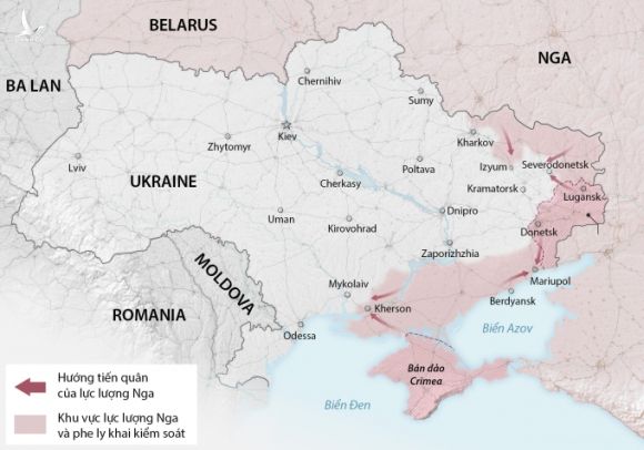 Cục diện chiến sự Ukraine sau 11 tuần giao tranh. Đồ họa: Washington Post.