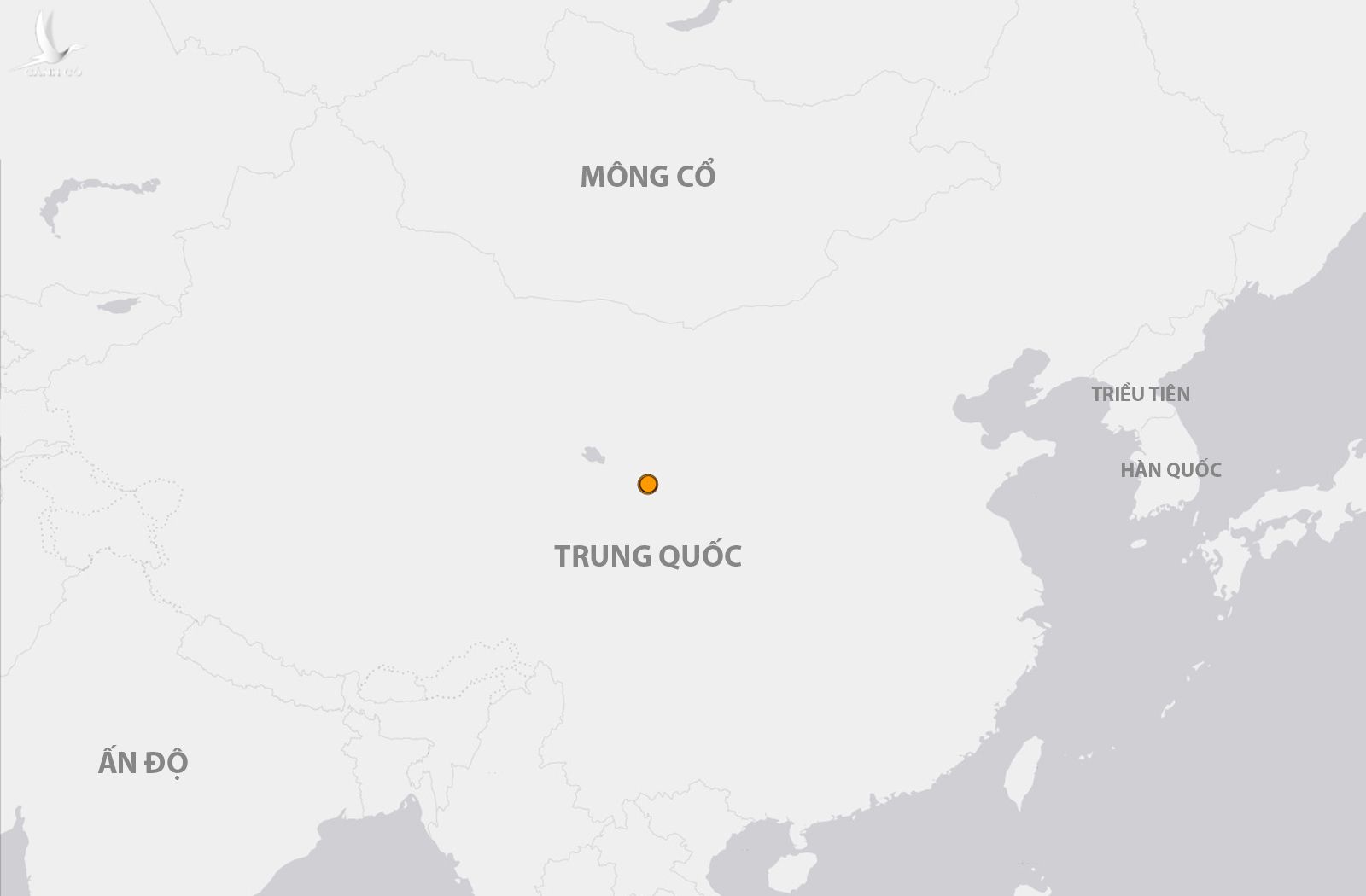 Vị trí trận động đất tại tỉnh Cam Túc, Trung Quốc ngày 18/12 (chấm màu cam).