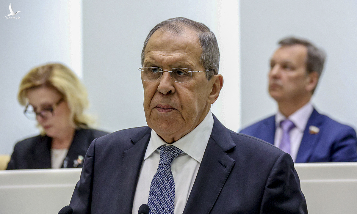 Ngoại trưởng Nga Lavrov tai cuộc họp của Hội đồng Liên bang, tức Thượng viện Nga, ở Moskva hôm 14/5.