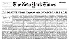 New York Times “gây choáng” với trang nhất đăng danh sách 1000 người chết vì Covid-19