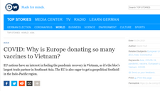 Deutsche Welle: Lý do Châu Âu liên tục viện trợ vaccine cho Việt Nam?
