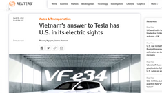 Reuters: Vinfast sẵn sàng đối đầu và vượt qua Tesla trên đất Mỹ