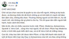 Bị nói ‘kêu gọi tiêm vaccine Trung Quốc’, Chi Bảo lên tiếng