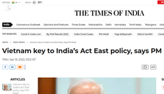 Times of India: Thủ tướng Modi nhấn mạnh”Việt Nam là chìa khóa vàng trong chính sách hướng Đông của Ấn Độ”