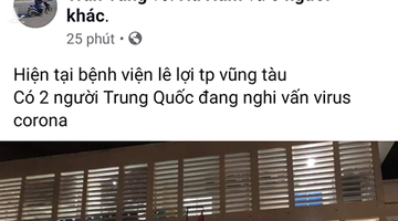 Đăng tin ‘2 người Trung Quốc nhập viện nghi virus corona’ bị công an mời làm việc