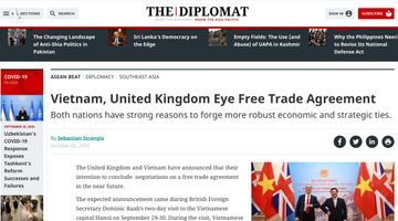 The Diplomat: Việt Nam và Vương quốc Anh đàm phán Hiệp định Thương mại Tự do