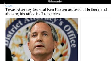 WashingtonPost: Tổng chưởng lý Texas Ken Paxton bị 7 trợ lý cáo buộc tham nhũng, hối lộ
